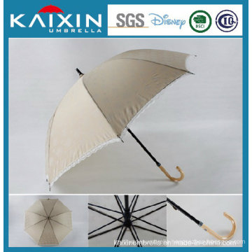 19 Inches *8k Cream Color Manual Open Straight Umbrella